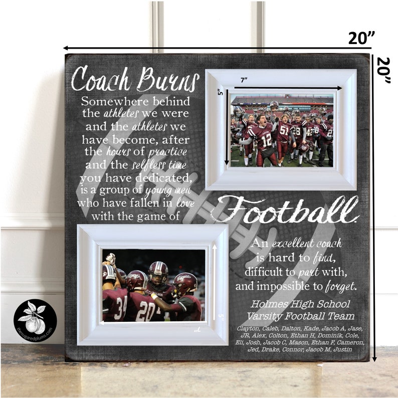 Football Coach Gift, Personalized Picture Frame With Name, End of Season Gift, Coach Appreciation Gifts, Coach Retirement Gift Ideas 20x20 image 2