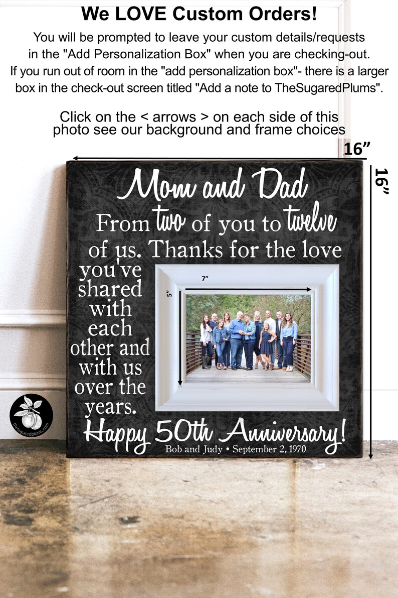 Anniversary Gifts for Parents Golden Wedding Anniversary Etsy