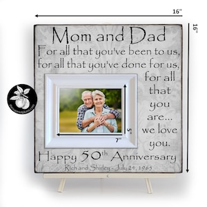 50th Anniversary Gifts for Parents Picture Frame, Golden Anniversary ...