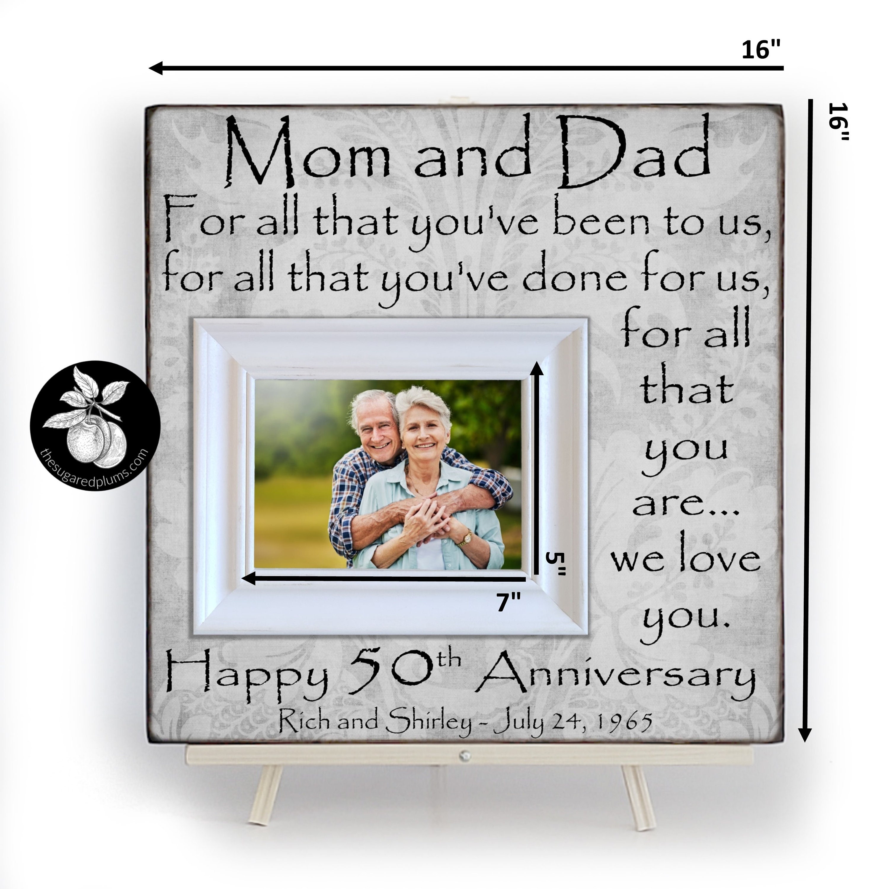 50th Anniversary Gifts for Parents Picture Frame Golden Etsy Australia
