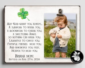 Personalized Baptism Picture Frame: Irish Blessing Gift from Godparents