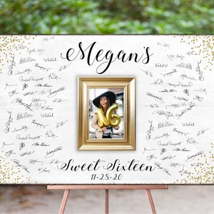Sweet 16 Decoration Guest Book Alternative, Gold Sparkles, Sweet Sixteen Party Decorations, Welcome Sign Sweet 16, Quinceanera, 20x30