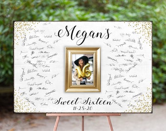 Sweet 16 Decoration Guest Book Alternative, Gold Sparkles, Sweet Sixteen Party Decorations, Welcome Sign Sweet 16, Quinceanera, 20x30