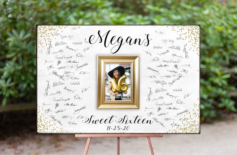 Sweet 16 Guest Book Alternative Gold Sparkles Sweet Sixteen Etsy