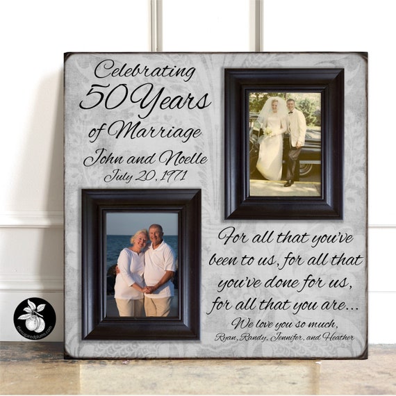 Marco de fotos de 50 años de matrimonio para padres, marco de fotos de 50  aniversario, regalo para padres, aniversario de oro, regalos de boda de 50