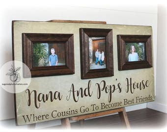 Personalized Grandparents Gift, Where Cousins Go To Become Best Friends, Picture Frame for Grandparents, Mothers Day Gift 16x30