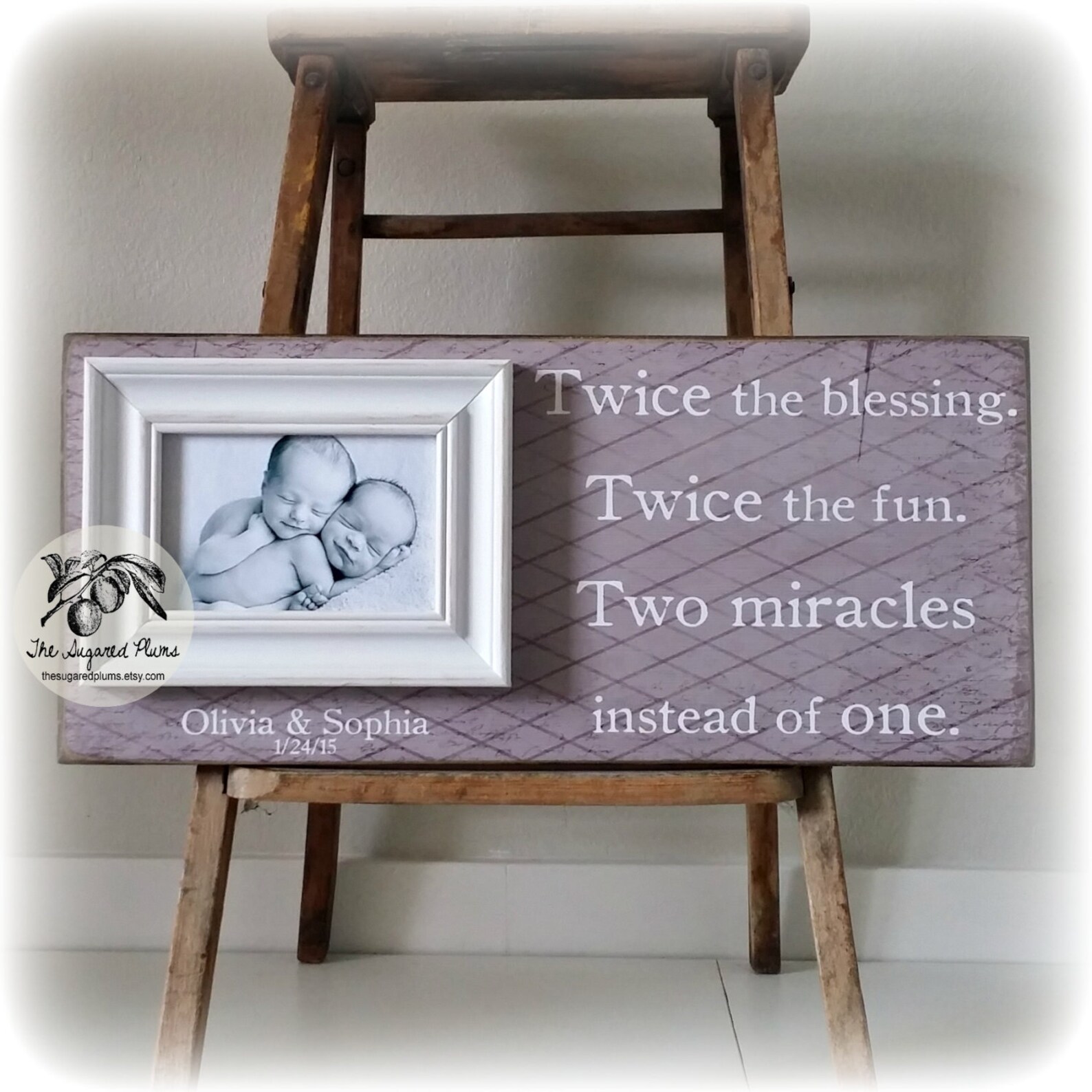 Twins Baby Gifts Twin Frame Baby Twins Boy Girl Twins Etsy