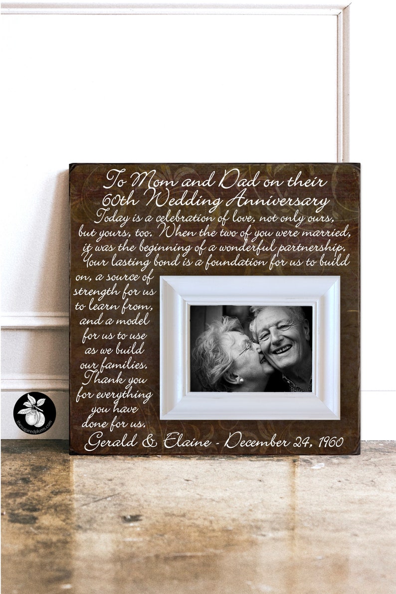 60th Anniversary Gift for Parents Picture Frame Grandparents - Etsy