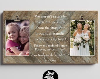 Personalized Bridesmaid Gift for Best Friend, Custom Maid of Honor Gift Picture Frame, Unique Wedding Gift for Best Friend