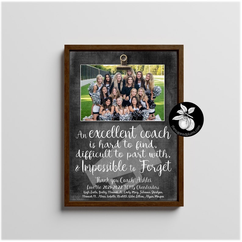 Personalized Cheer Coach Gift Picture Frame, Dance Team Coaches, Personalized Cheer Gifts, Cheer Gifts for Team 9x12 The Sugared Plums image 1