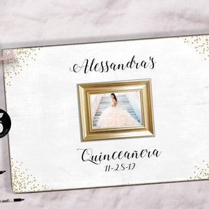 Quinceañera Guest Book, Gold Sparkles, Quinceañera Party, Quinceañera Frame, 15th Birthday, Personalized Quince Gift, 20x30