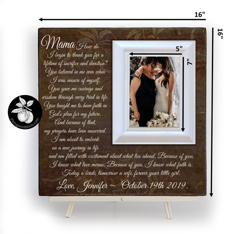 Mother of the bride gift from Daughter, Personalized Wedding Picture Frame, image 2