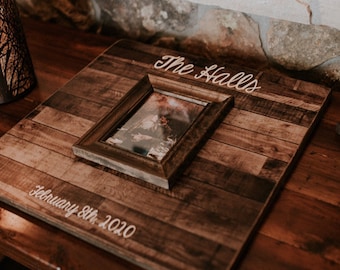 Wedding Guest Book Alternative Wood With Frame, Wedding Guestbook, Unique Guest Book, Guest Book Sign, Rustic Guest Book, 20x20 or 20x30