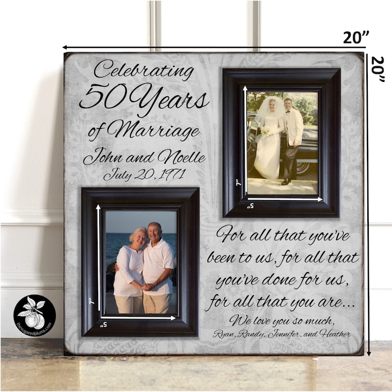 Then and Now Picture Frame 50th Anniversary Gift Gold Etsy Canada