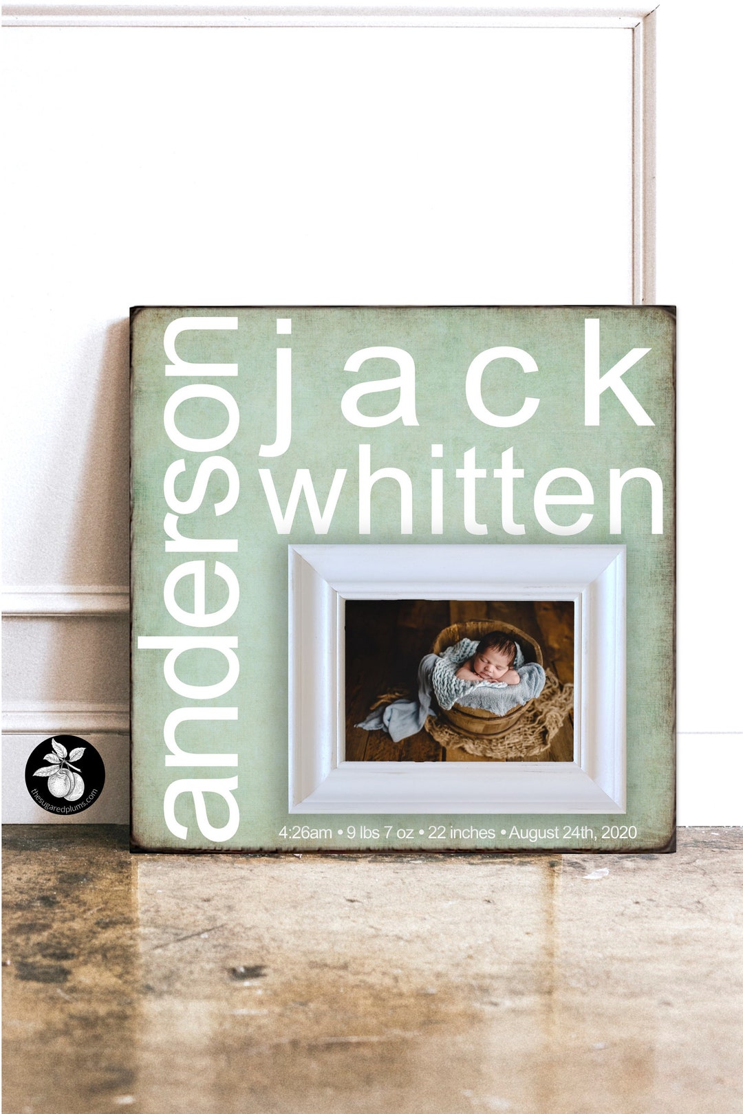 Personalized Baby Boy Birth Stats Frame: Unique Nursery Decor (16x16 ...