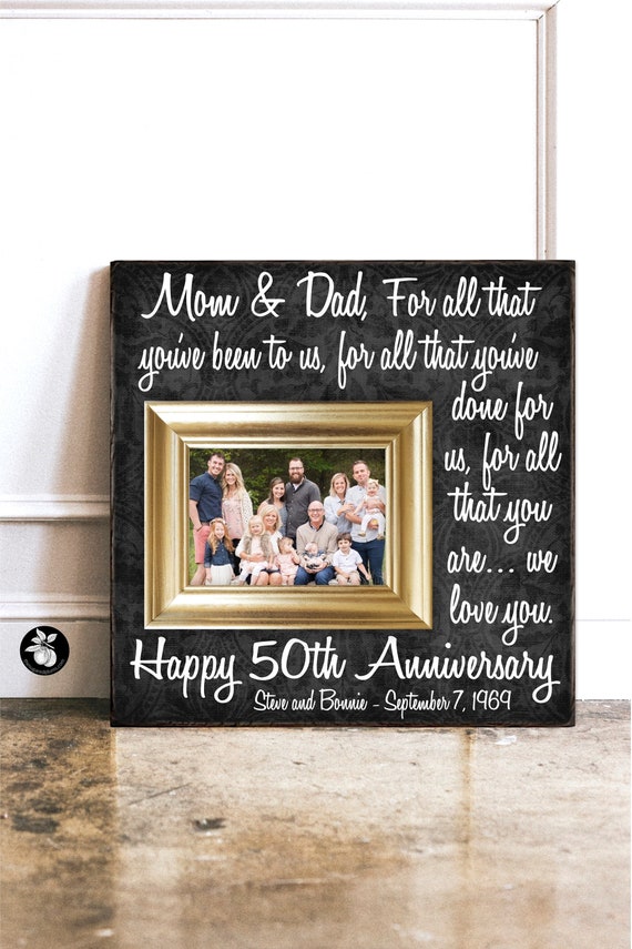50th Anniversary Gifts for Parents Picture Frame Gold | Etsy