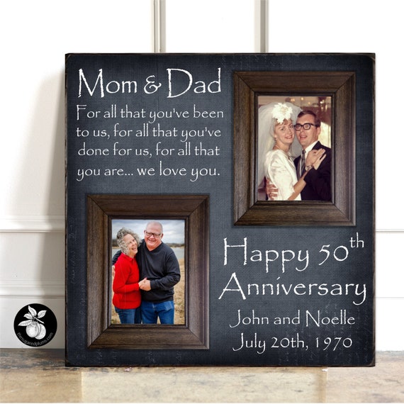Then And Now Picture Frame 50th Anniversary Gift Gold Etsy