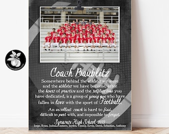 Personalized Football Coach Gift Ideas Picture Frame, Thank You Gifts for Coaches, End of Season Gift, Coach Retirement Gift, 9x12