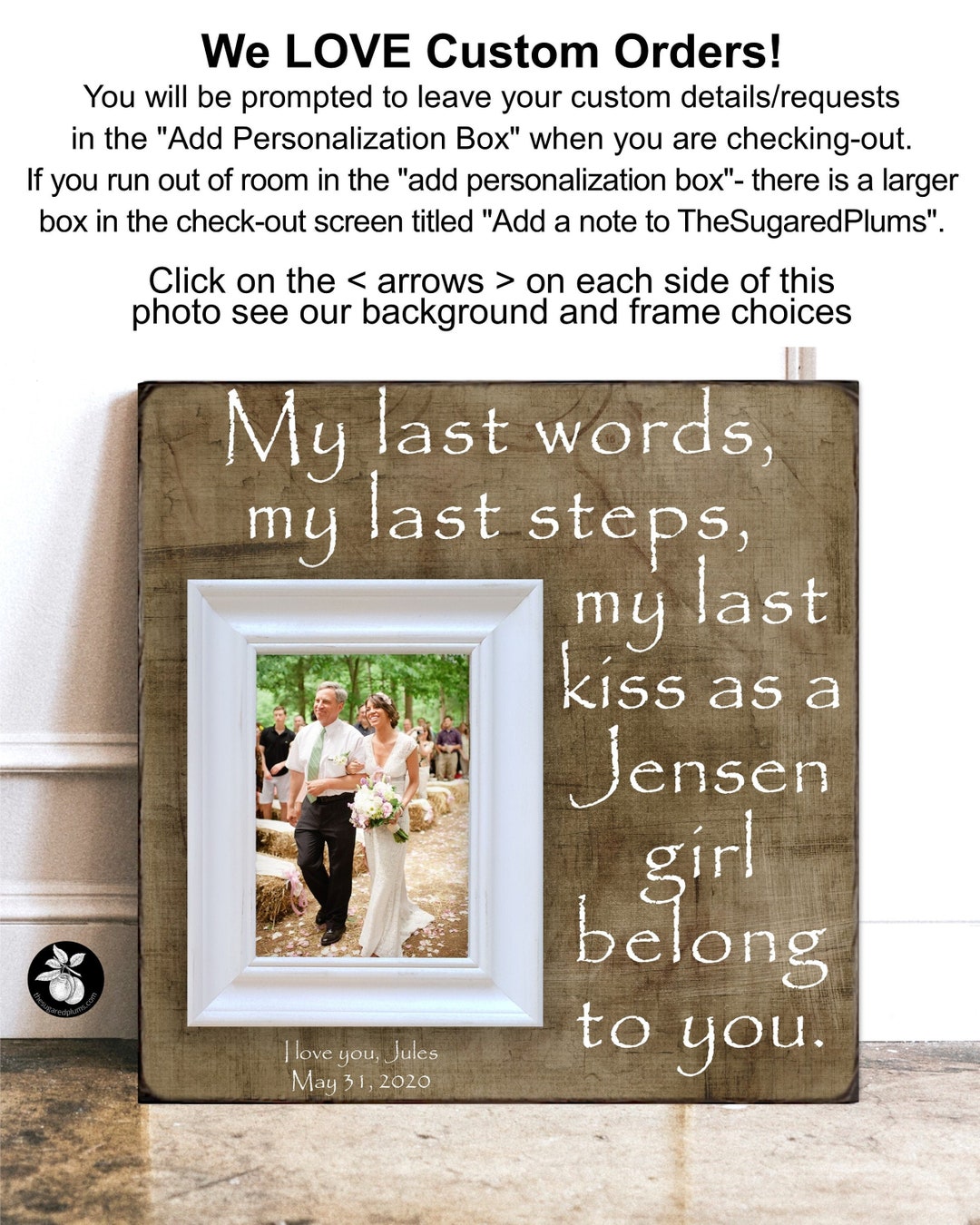 Father of the Bride Frame, Gifts for Dad on Wedding Day, Father