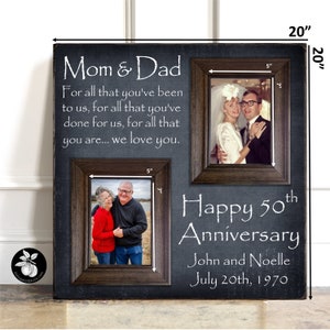 Then and Now Picture Frame, 50th Anniversary Gift, Gold Anniversary, Gifts for parents, 25th Anniversary, Anniversary Frame 20x20 image 2