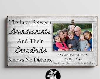 Long distance Grandparents gift, Grandparents frame, Wood picture frame, Custom picture frame, Love knows no distance, Long distance quote