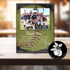 Personalized Softball Coach Gift Ideas Picture Frame, Thank You Gifts for Coaches, End of Season Gift, Coach Retirement Gift, 9x12