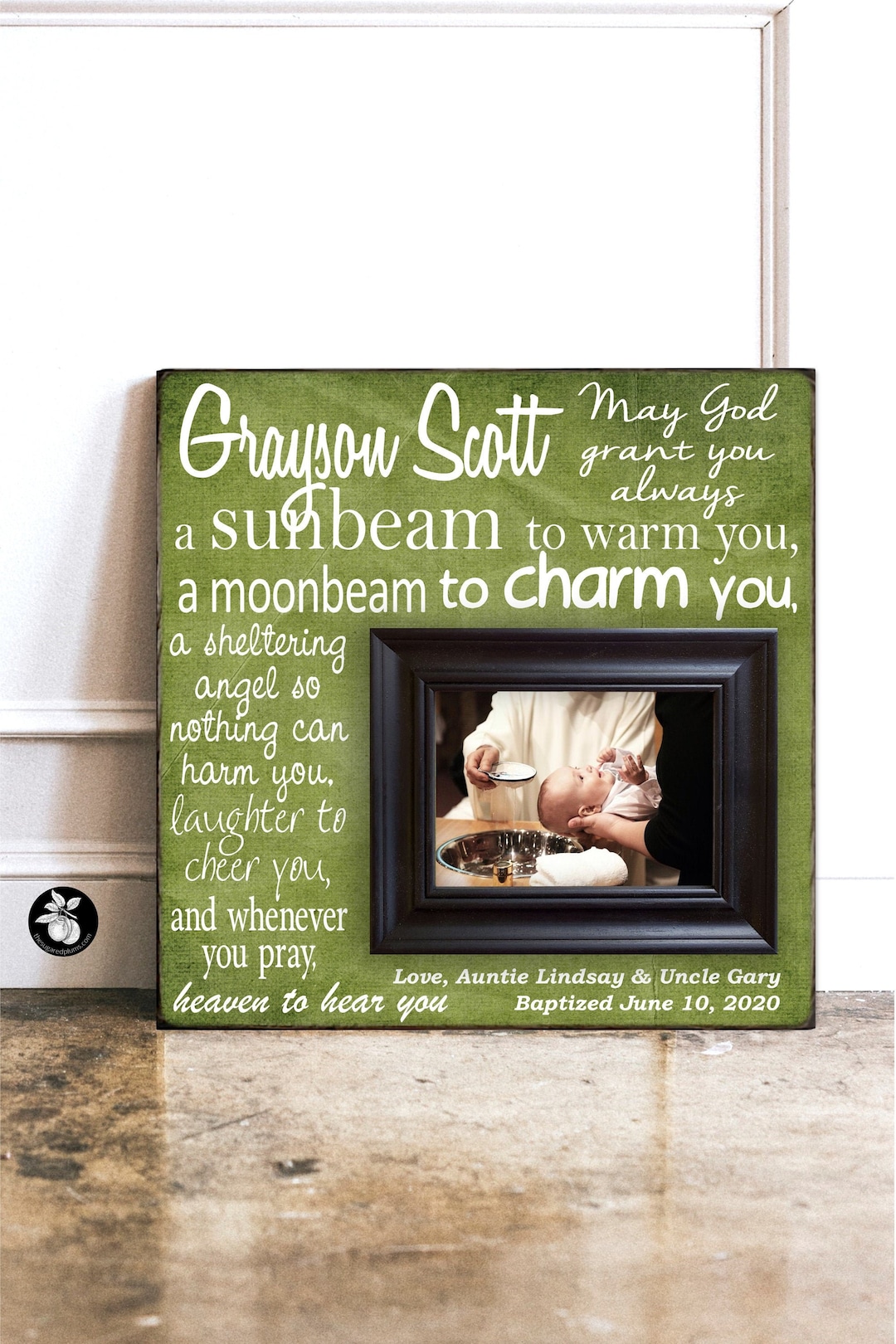 Irish Blessing Sign With Picture Frame, Baby Name Sign for Baptism Gift