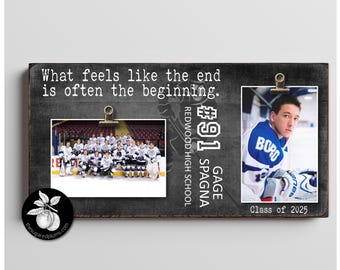 Cornice portafoto personalizzata per la serata di fine anno scolastico a tema hockey, regalo per la squadra sportiva, regali personalizzati per i neodiplomati, idee regalo per la laurea.