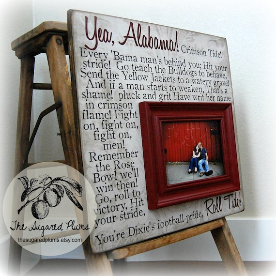 University Of Alabama College Bama Roll Tide Crimson Tide College Football Fight Song Wall Art 16x16 Personalized Picture Frame