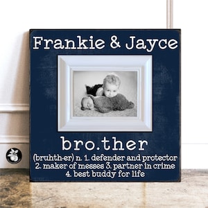 Personalized Big Brother Little Brother Gift, Brother Definition Frame, Rustic Baby Name Sign, Woodland Nursery Decor Boy, Kids Room, 16x16