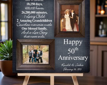 50th Anniversary Frame Personalized, Unique Gift for Parents or Grandparents, Custom Anniversary Gifts, Then and Now 20x20 The Sugared Plums