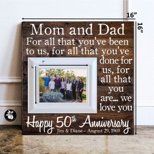 50th Wedding Anniversary Gifts for Parents Picture Frame, 25th ...