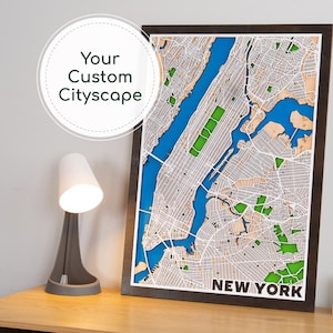 Mapa de parede de madeira da cidade de Nova York - Melhores presentes para ele, decoração de parede de Nova York, arte de parede com mapa do Brooklyn, decoração com mapa da cidade de Nova York, presente para o amante de Nova York