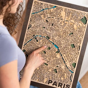 Mapa da cidade 3D - Arte de parede de madeira personalizável - Presente de viagem ideal para viajantes, Arte de parede de madeira - Mapa da cidade personalizado - Mapa personalizado cortado a laser