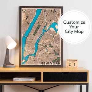 Houten kaart van New York - Muurdecoratie NYC - Brooklyn kaart cadeau, New York City Wall Art - Uniek cadeau huis, aangepaste stadskaart