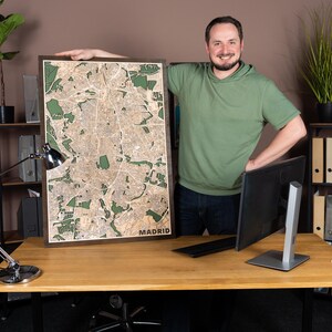 Kaart van elke stad - aangepast kantoorcadeau, minimalistische houten muurkunst, gepersonaliseerde kaart van elke locatie voor je nieuwe interieur, houten kaart