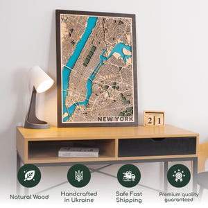 Carte personnalisée de la ville de New York, cadeau de clôture de New York unique, art mural New York, carte de New York de Brooklyn, cadeau pour un enseignant dans une salle de classe