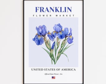 Franklin Flower Market Poster, Iris Franklin Flower Print, Franklin Tennessee Botanical Wall Art Decor
