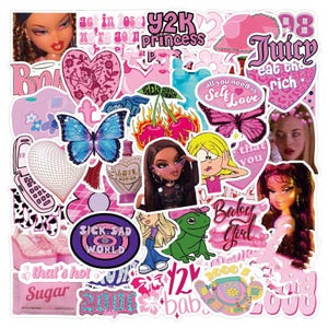 10/30/60 stickers roses mignons de l'an 2000 – Stickers esthétiques pour ordinateur portable, téléphone, valise, skateboard, voiture et décoration de bricolage