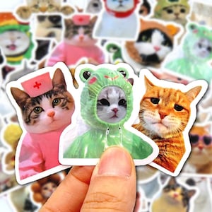10/50/100 pegatinas divertidas de gatos: adorables calcomanías de animales de dibujos animados para portátil, teléfono, guitarra, álbum de recortes, coche, niños, bricolaje y manualidades.