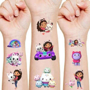 Gabby’s Dollhouse Tattoo Stickers – Waterproof Temporary Tattoos for Kids, Anime Cartoon Designs, Party Favors & Cosplay Fun Art Tatoo
