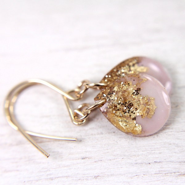 lavender purple earrings on 14k gold fill earwires - glitter earrings drop earrings