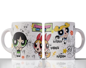 Powerpuff Girls Sublimation 1mug and 3 - 16oz Designs for Libbey Glass (PNG Digital Download)