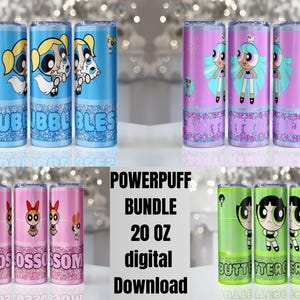 Envoltorio para vaso de Las Chicas Superpoderosas Buttercup: Diseño de sublimación de 20 oz (archivo PNG)