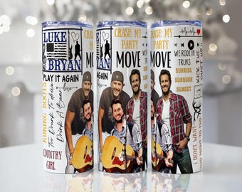 Luke Bryan Country Singer Tumbler Wrap: Sublimation Design (PNG File, Digital Download 20oz Tumbler