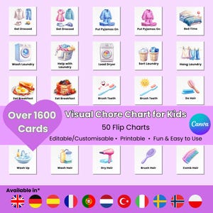 Tableau de Routine Enfant à Personnaliser | 1600+ Cartes de Tâches + 50 Modèles | Planning Visuel Quotidien à Volets