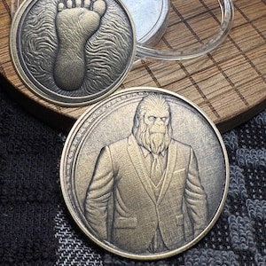 Discounted Bigfoot Businessman Brass Challenge Coin: Double-Sided Collector's Edition