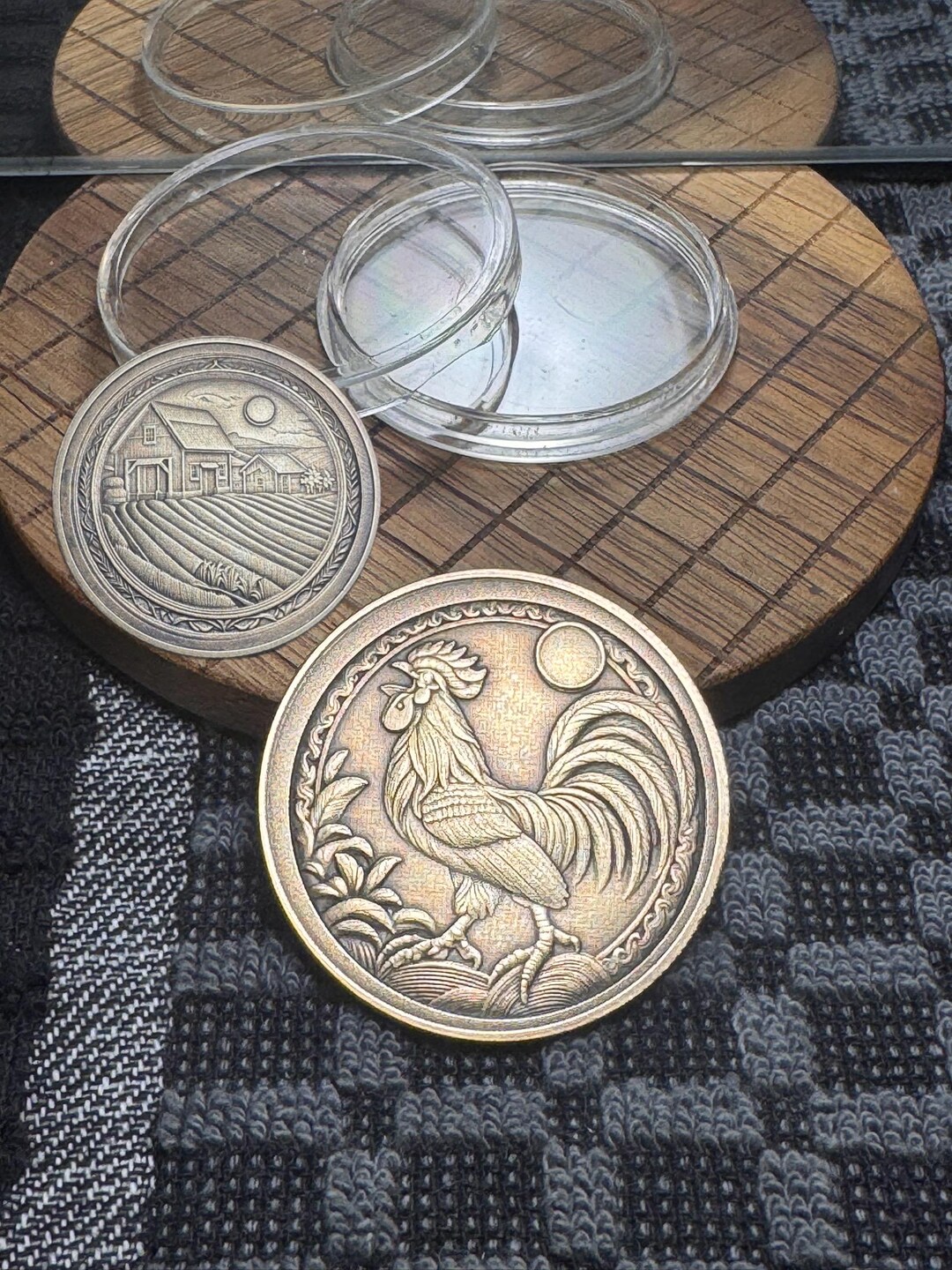 Rooster and the Farm Double-sided, Brass Engraved Decision Challenge ...
