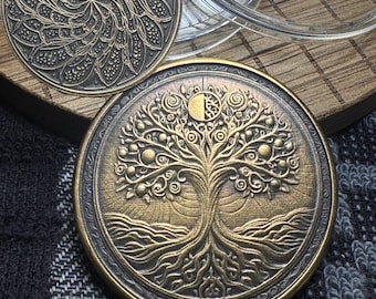 Engraved Brass Tree of Life Challenge Coin: Decision Medallion
