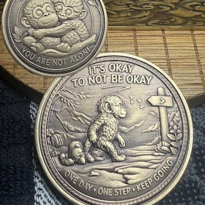 Punch the monkey double sided brass engraved decision challenge token medallion coin